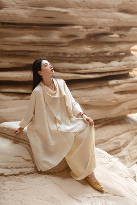 「远行人」萃CUI写意国风-棉亚麻荡领罩衫-西域沙漠戈壁旅行女