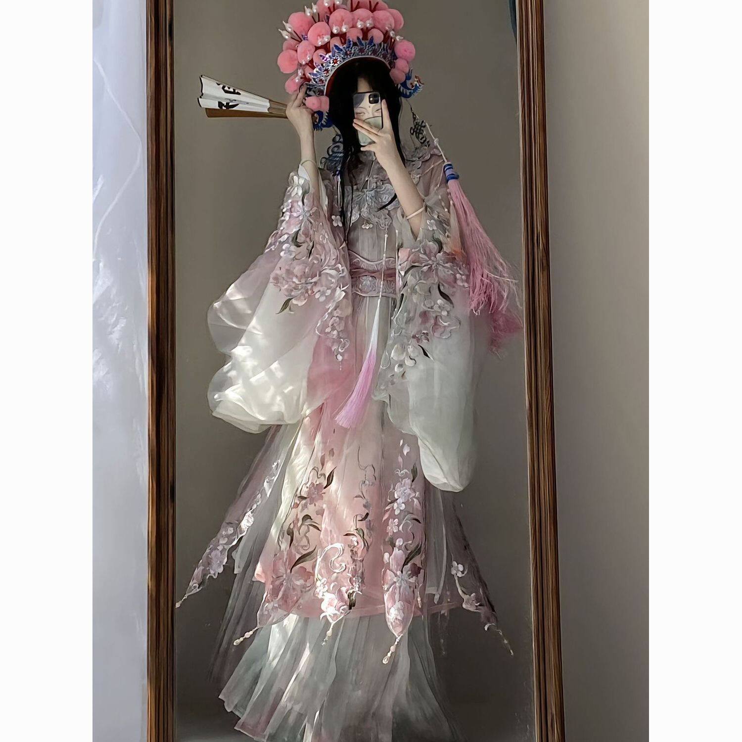 原创汉服桃胭序改良戏曲汉元素重工刺绣桃花春夏新款单件齐腰裙