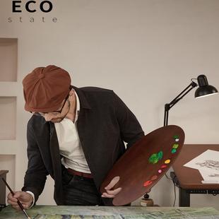 ECO实木专业椭圆形黑胡桃木色美术生复古调色板丙烯油画颜料工具