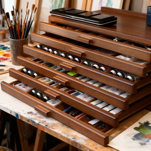 ECO方格三层抽柜桌面收纳画盒图纸柜子办公家用卧室绘画美术用品