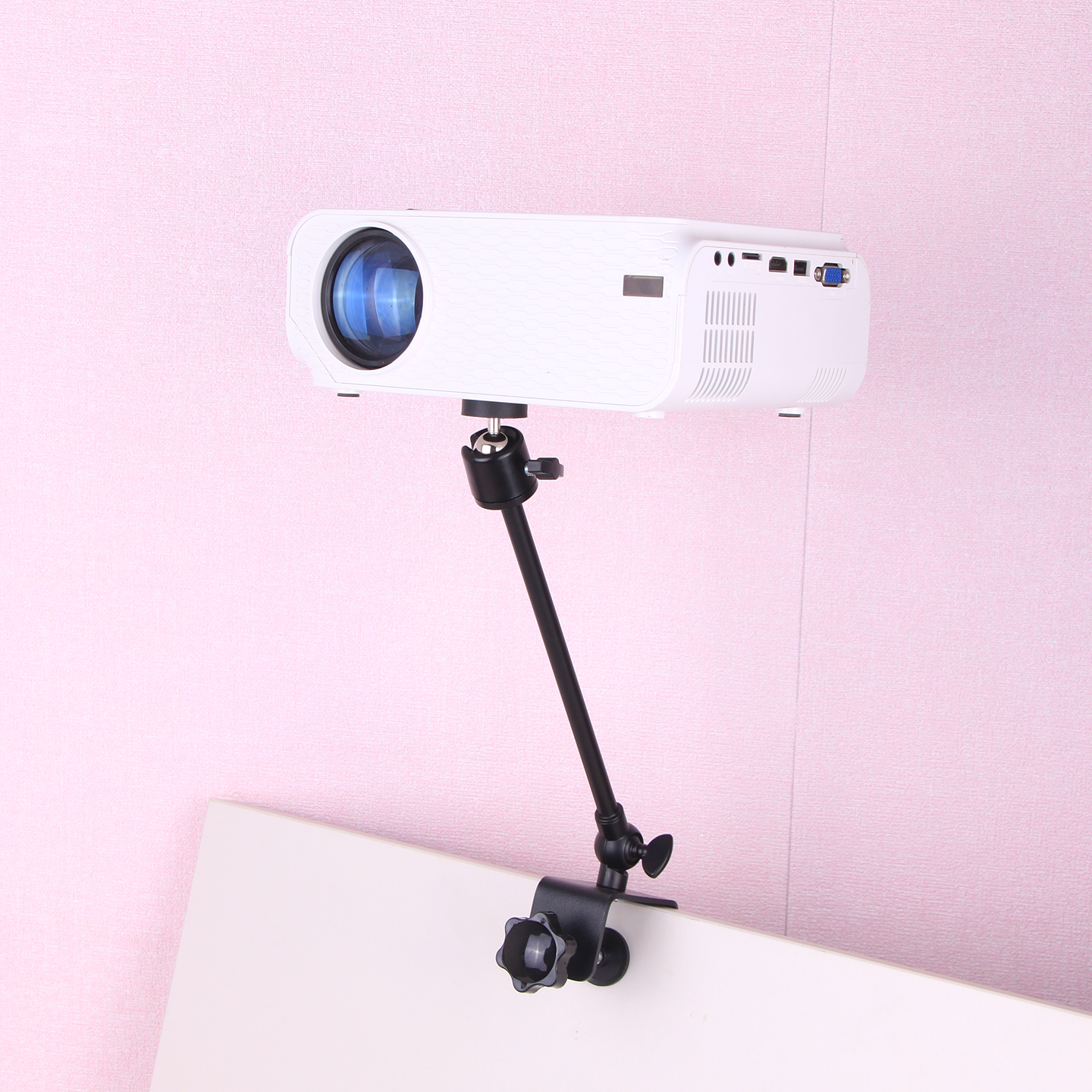 床头投影仪支架卧室木板床头夹子卧室床上家用伸缩万向旋转投影机极米Z6X坚果免打孔通用1/4接口投影支撑架