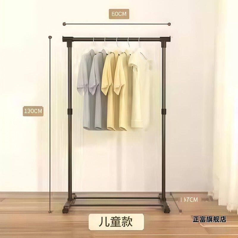 落地衣架小型可移动式挂晾伸缩折叠简易双杆式室内凉衣服架子阳台