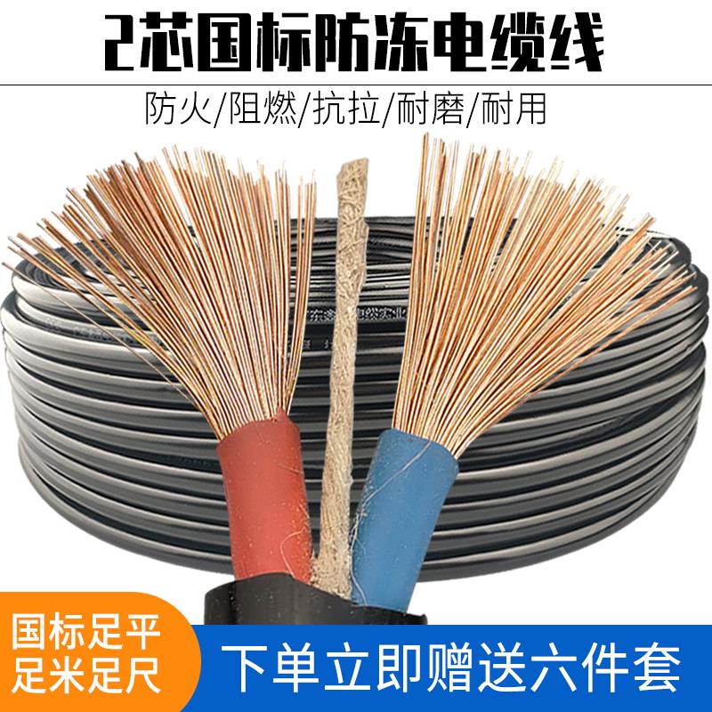 国标2芯电缆线户外防冻防水护套线2.5 4 1.5平方家用电源电线软线