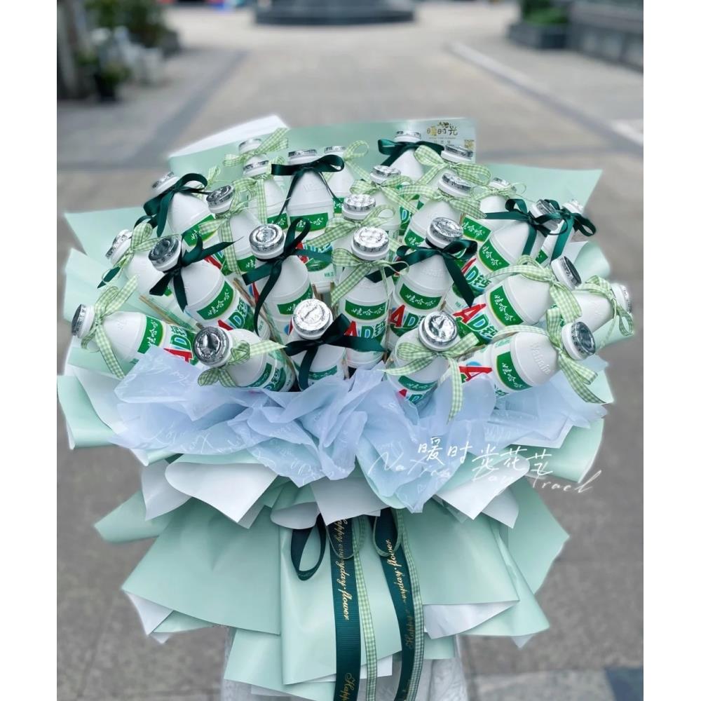 娃哈哈ad钙奶花束材料包零食旺仔花束全套装生日礼物半成品免包装