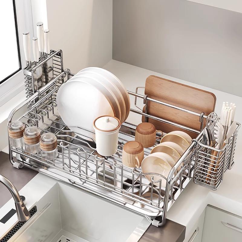 304不锈钢厨房碗碟置物架家用多功能台面沥水架碗筷碗盘收纳层架