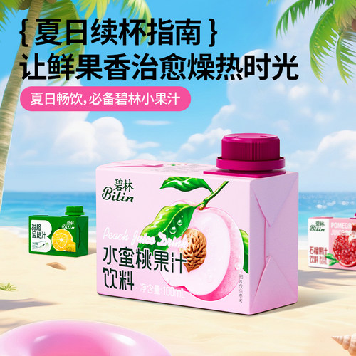 稼乐碧林果汁100mL*24盒水蜜桃汁石榴汁小青柠汁健康营养果汁饮料