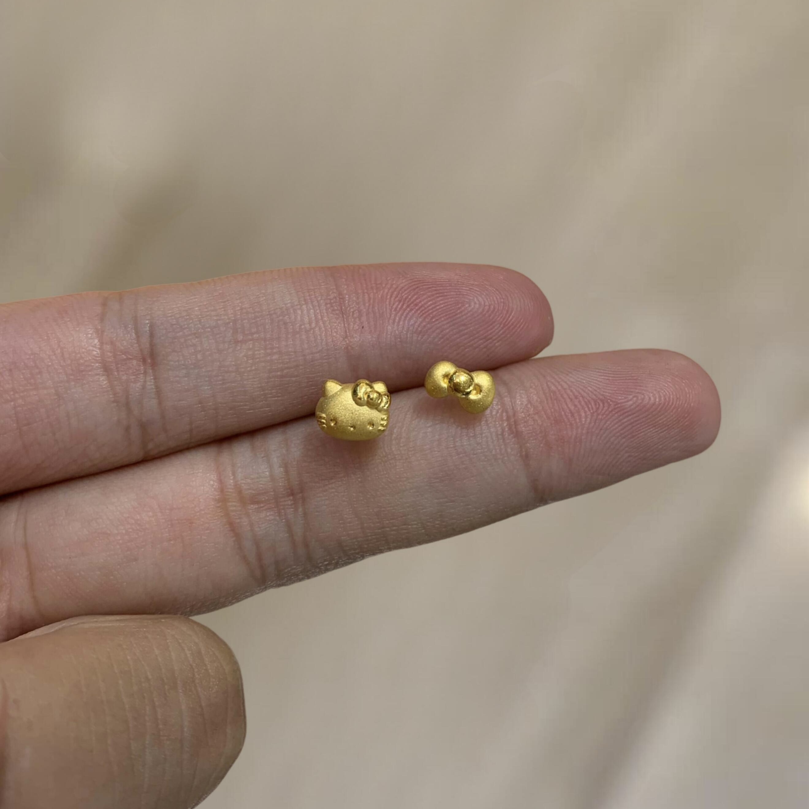 hello kitty黄金戒指足金999指环耳环耳饰耳钉送女友老婆七夕礼物