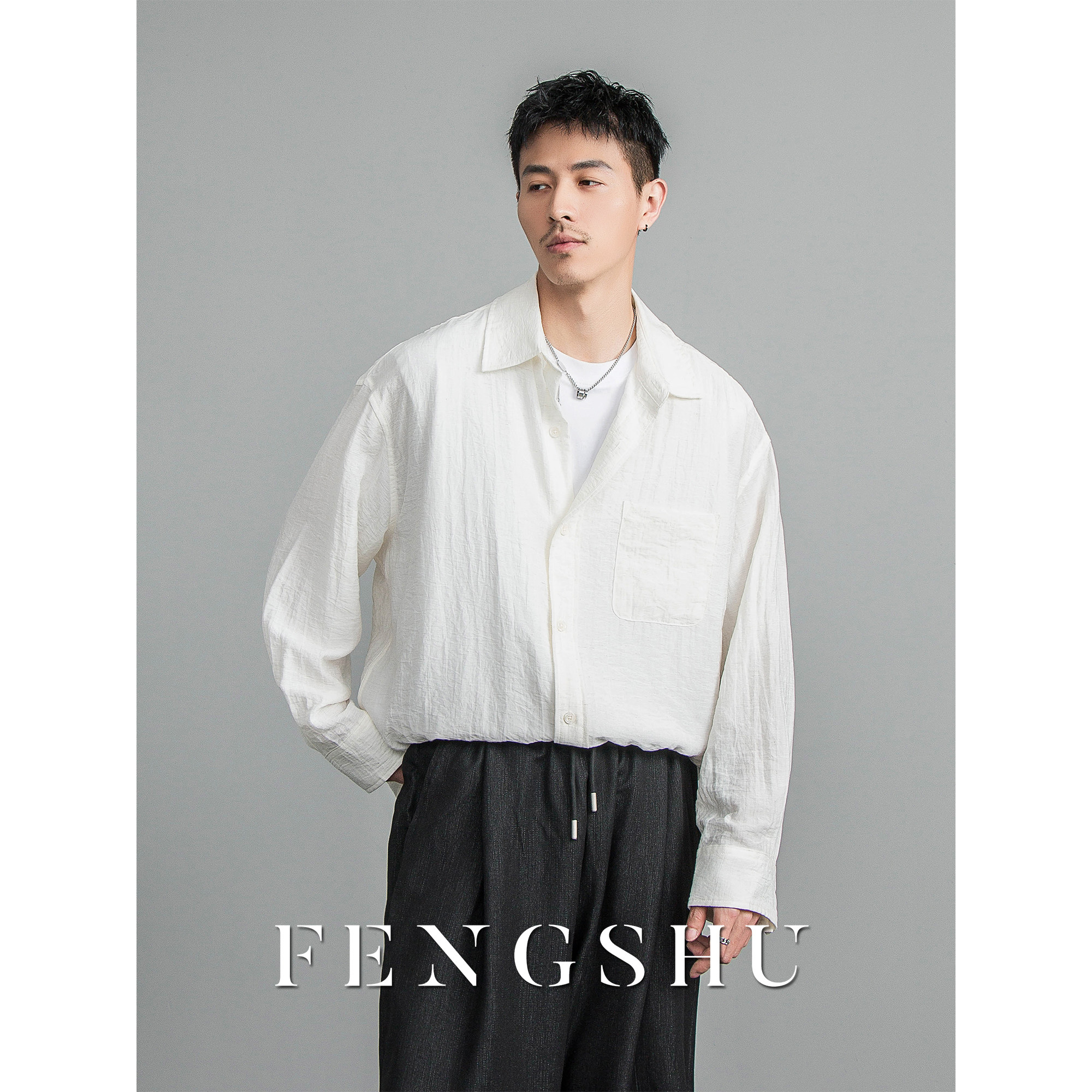 FENGSHU新款防晒长袖衬衫男女款纯色简约宽松百搭防晒外套
