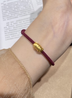 黄金足金999法棍猫咪萌宠转运珠手串手链礼物送女友老婆七夕礼物