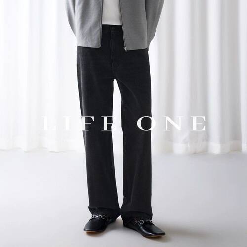 「Life One」Row风格 Vanya 牛仔裤水洗直筒老钱慵懒休闲长裤黑色