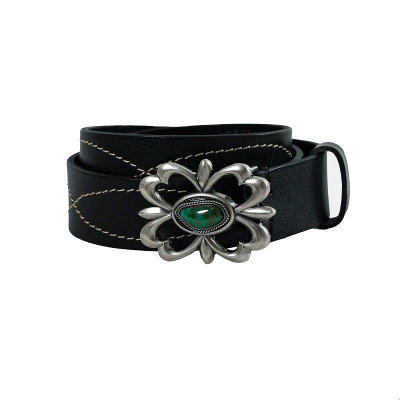 头层牛皮腰带Belt 明线设计 金属扣皮带“蝴形绿影”