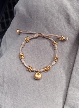 黄金小胖福手链金坨坨足金999福牌手串 送女友老婆七夕情人节礼物