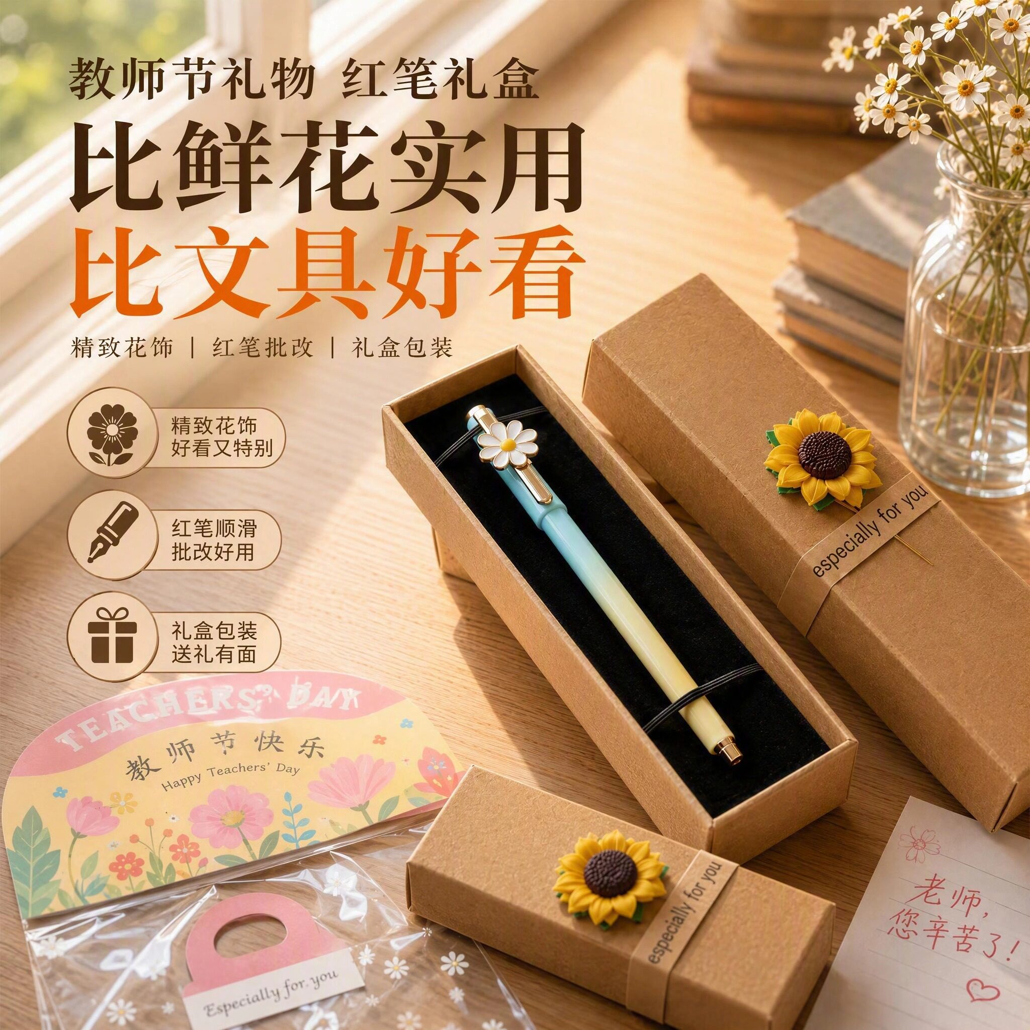 教师节红笔礼盒伴手礼实用不贵