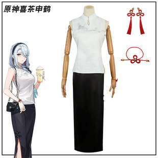 喜茶联动原神申鹤cos服联名旗袍刺绣款游戏cosplay服装女装