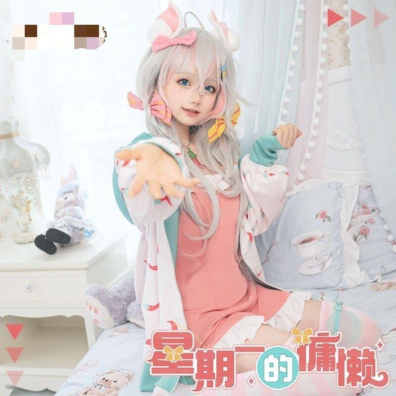 虚拟vtuber神乐七奈cosplay服装女星期一的懒惰家居服