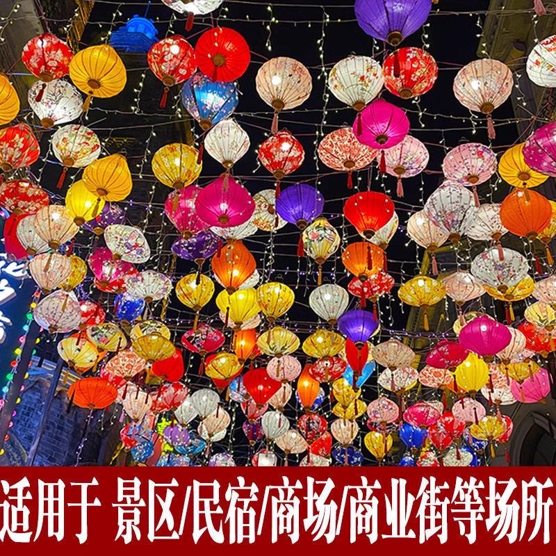 户外装饰网红打卡景区美食节钻石发光国潮防水越南绸布不夜城灯笼