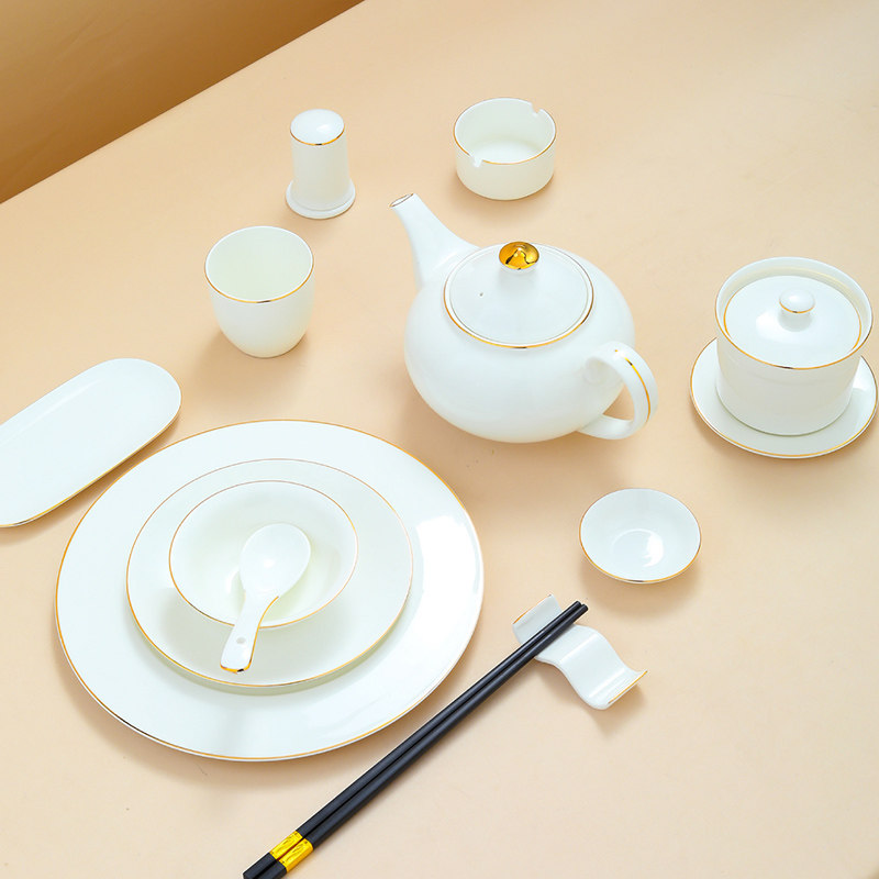 高档金边盘酒店摆台餐具套装饭店会所私房菜专用碗碟定制印字,餐饮具,盘,淘宝优惠券,粉丝福利购,淘宝优惠卷