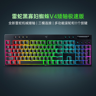 Razer雷蛇黑寡妇蜘蛛V4矮轴极速版幻彩电脑无线三模机械键盘285