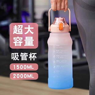美国热卖 户外大容量运动水壶健身水杯男女生吸管杯子旅行水杯子