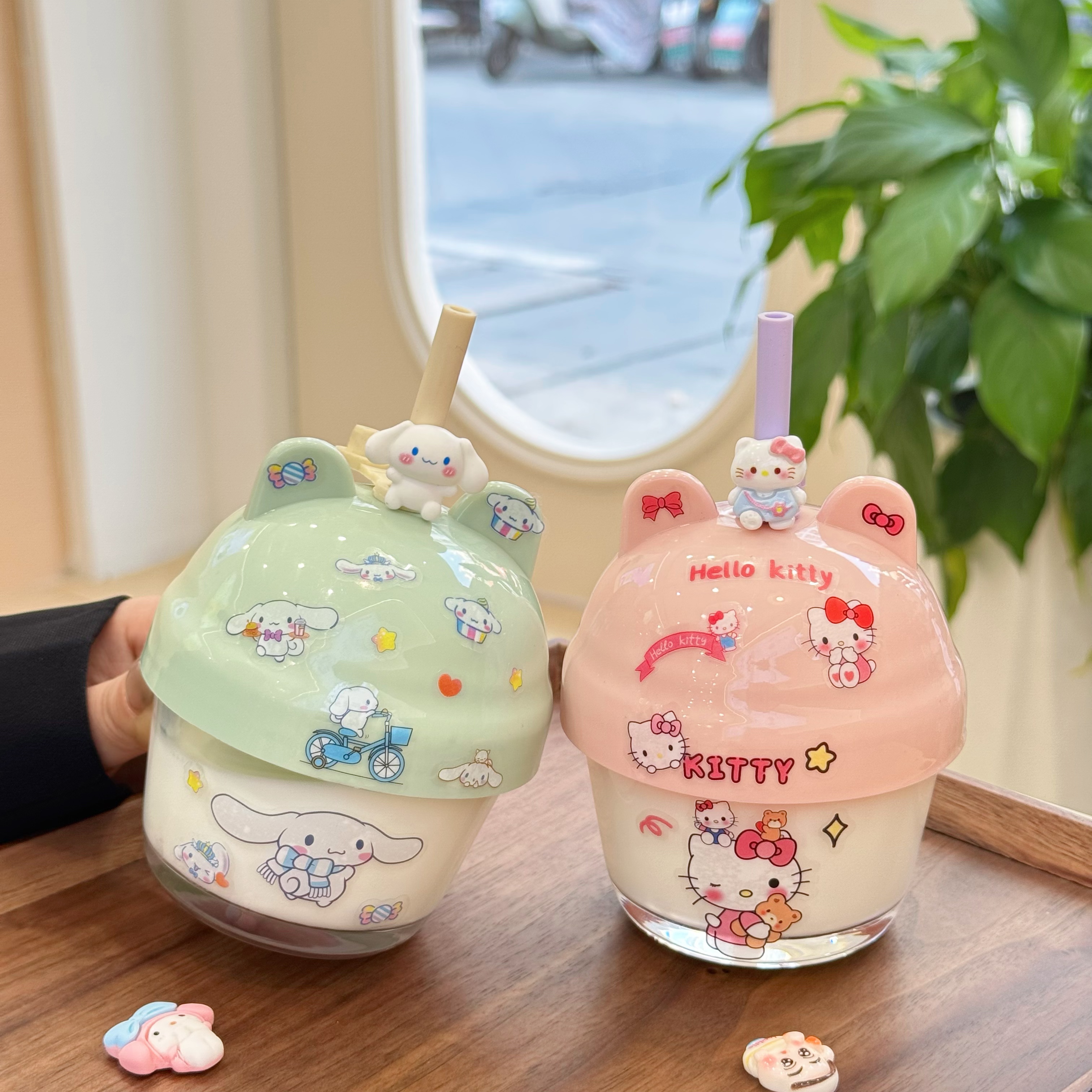 可爱吸管玻璃杯水杯2025新款女便携牛奶杯咖啡杯迷你墩墩杯小杯子