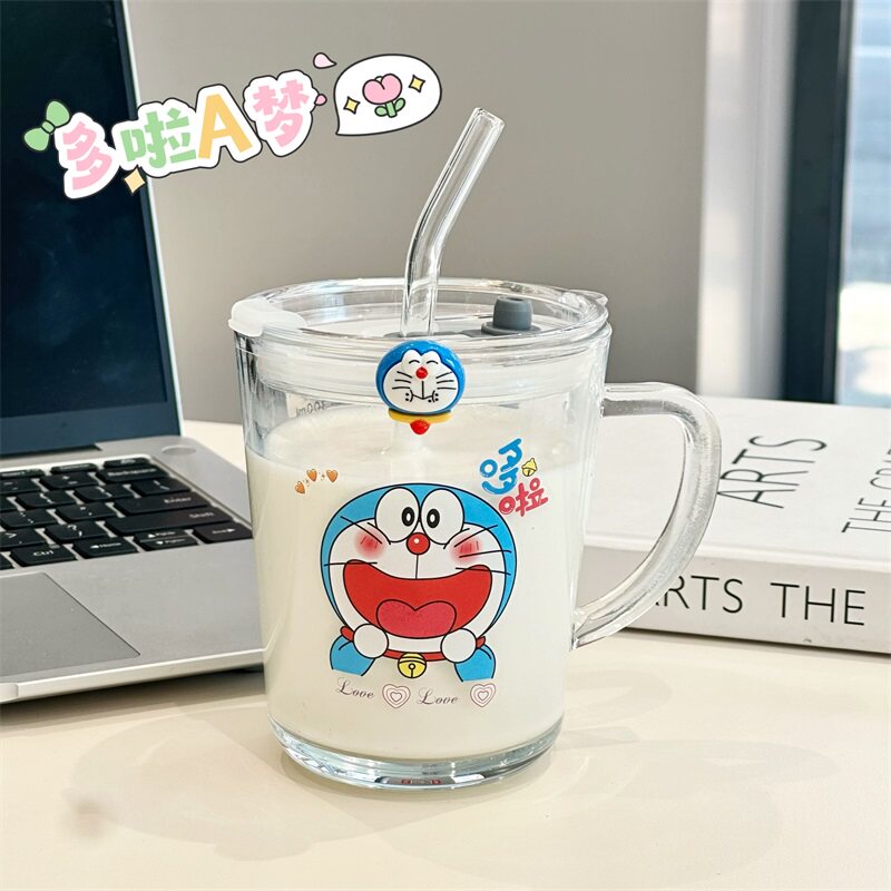 卡通吸管杯玻璃杯儿童水杯高颜值奶杯/牛奶杯