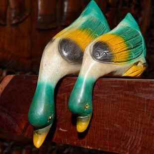 异丽东南亚家居工艺品客厅木制手工鸭子小摆件电视酒柜装饰品摆设