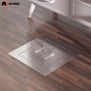 MSHML地插座纯平不锈钢隐藏式双开门家用地板地砖强电插座