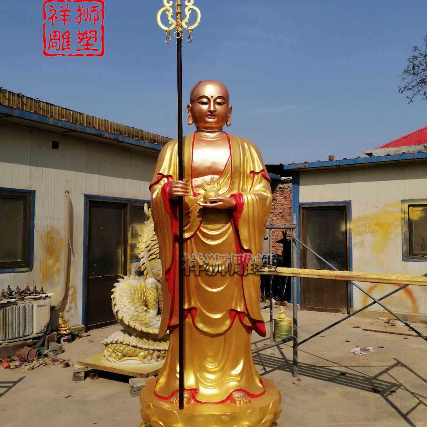 祥狮纯黄铜九华山地藏王菩萨佛像地藏大愿站像大型摆件厂家供应