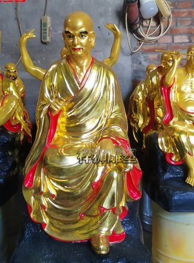 黄铜贴金十八罗汉像寺庙供奉摆件