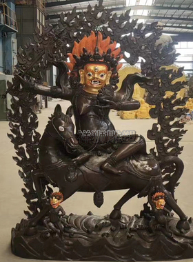 祥狮雕塑纯铜铸造吉祥天母佛像