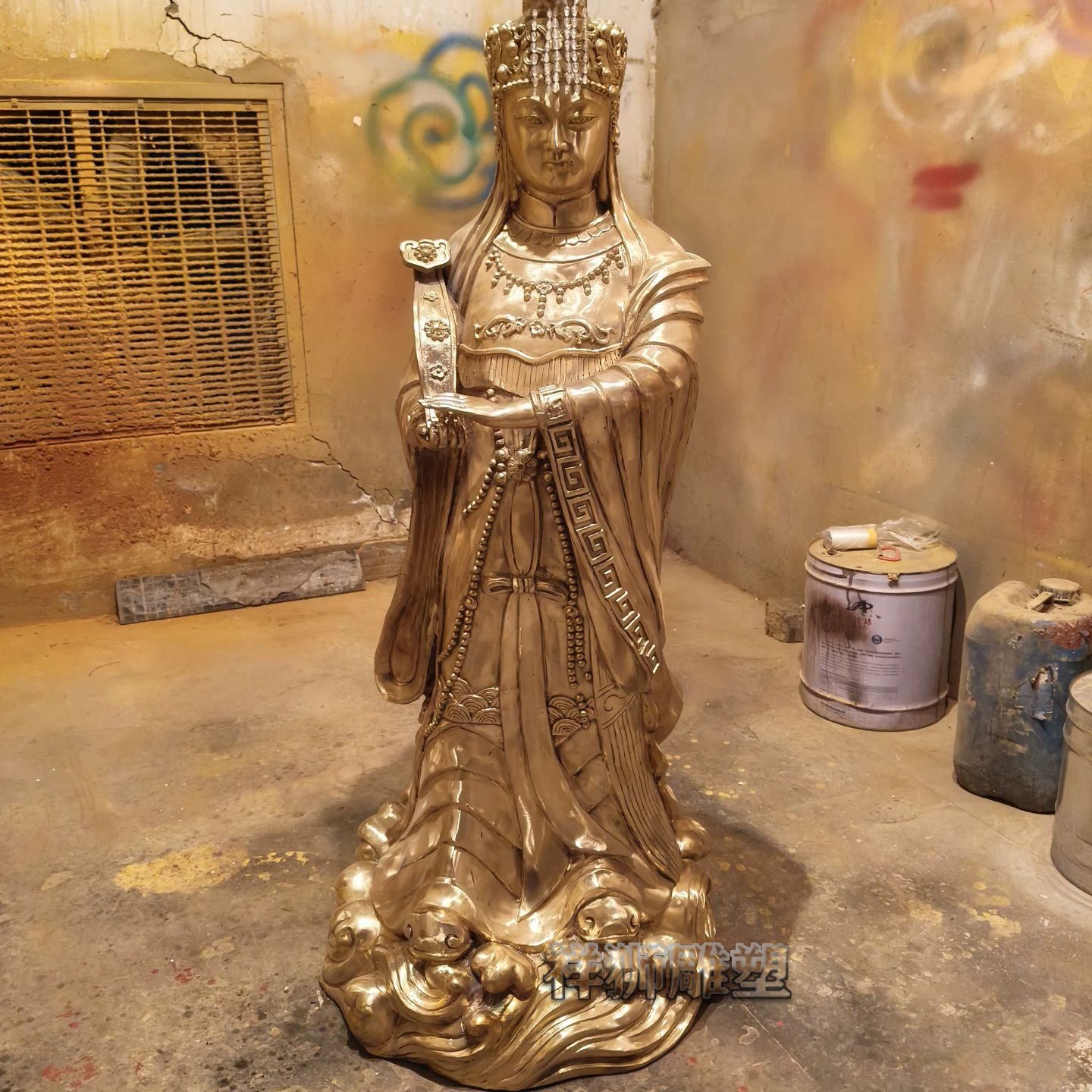 黄铜铸造妈祖神像寺院供奉摆件