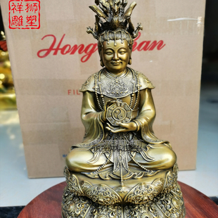 祥狮纯铜黎山老母神像骊山老母无声无极无生老母道家用摆件38cm