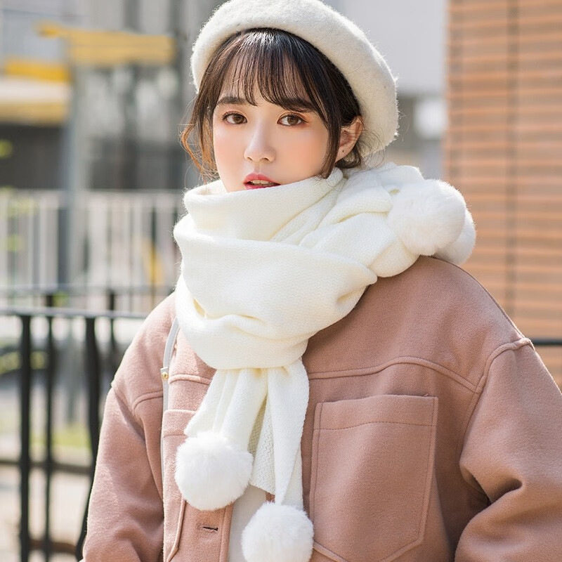 围巾女围脖披肩脖套冬季保暖韩系氛围感白色送给女朋友氛围感情侣
