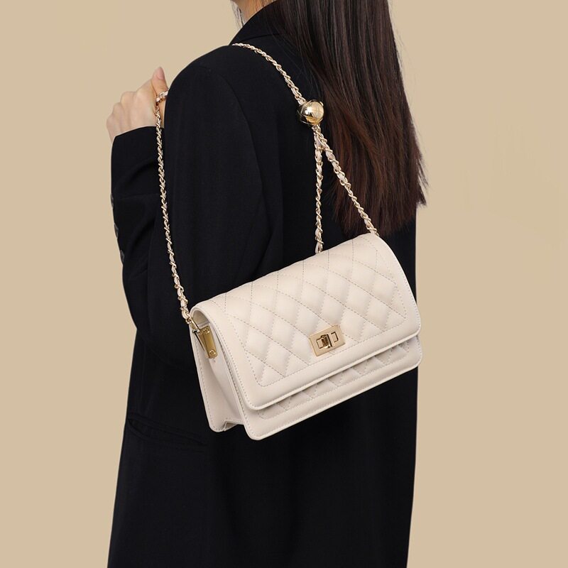 真皮女包2026新款小方包单肩斜挎时尚生日礼物送女友bags菱格韩版