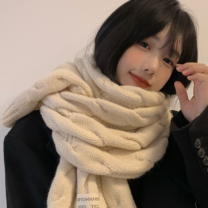 围巾女冬季2025新款高级感粗毛线针织长款围脖保暖加厚披肩学生