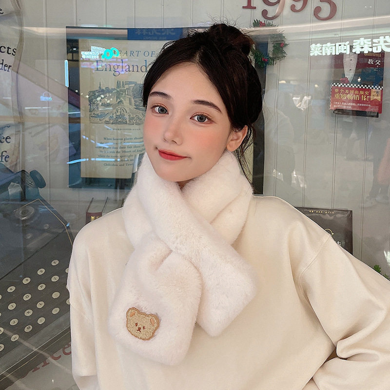 围巾女生毛毛围脖颈套披肩脖套保暖冬季毛绒纯色韩版少女围领护颈