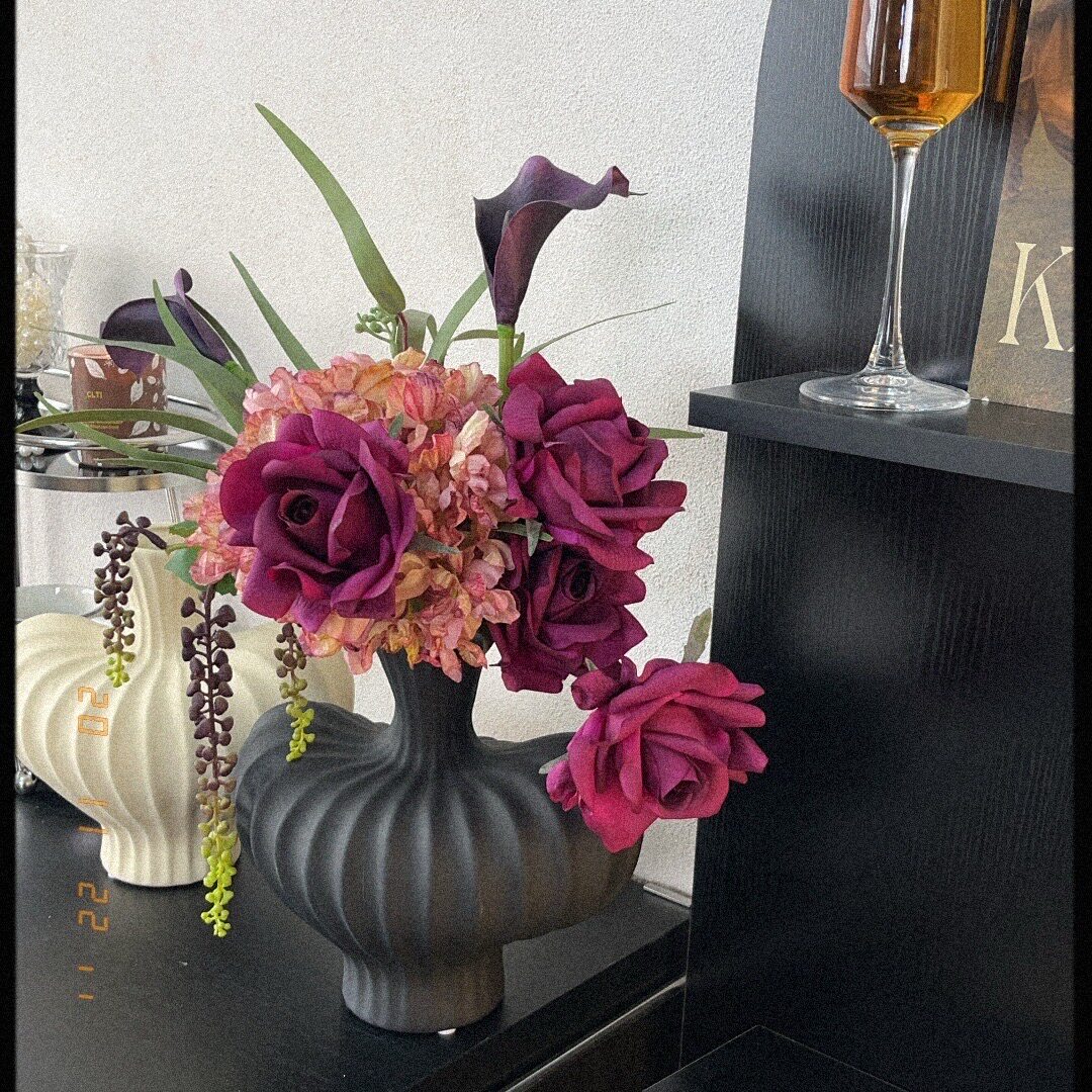 高颜值复古油画绣球仿真花假花玫瑰花艺高级摆件餐厅拍照花束摆设