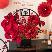 中国风新年红果餐桌花摆花仿真花假花装 饰花发财果花艺年宵花摆件