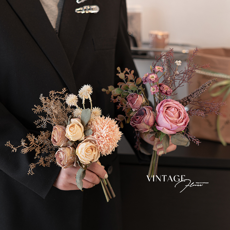 秋色高级感玫瑰仿真花假花花束