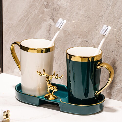 轻奢情侣刷牙漱口杯浴室刷牙杯子家用洗漱杯牙杯卫生间牙刷架牙缸