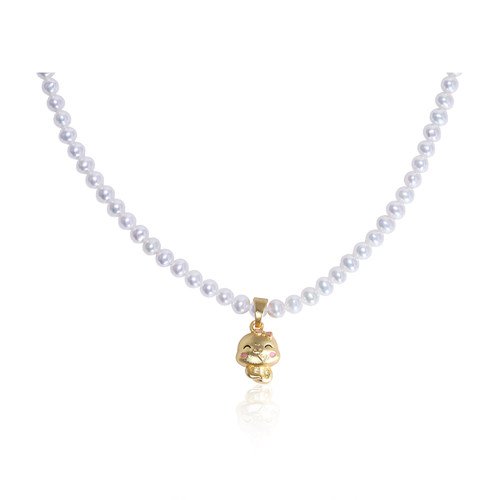 Idokawa蛇生肖淡水珍珠项链