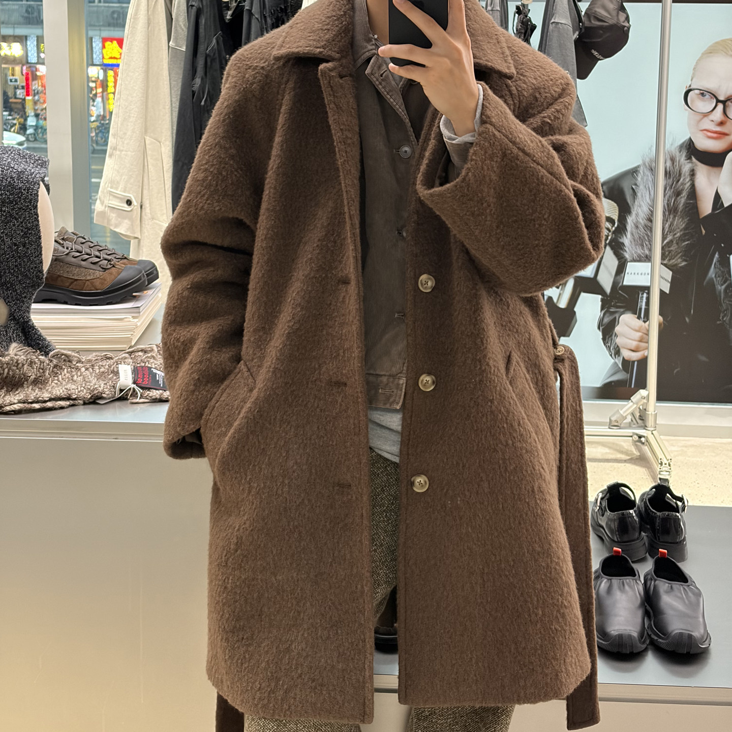 oarism 25AW 羊毛双面毛呢大衣新品男复古翻领中长款巴尔玛肯外套,男装,毛呢大衣,淘宝优惠券,粉丝福利购,淘宝优惠卷