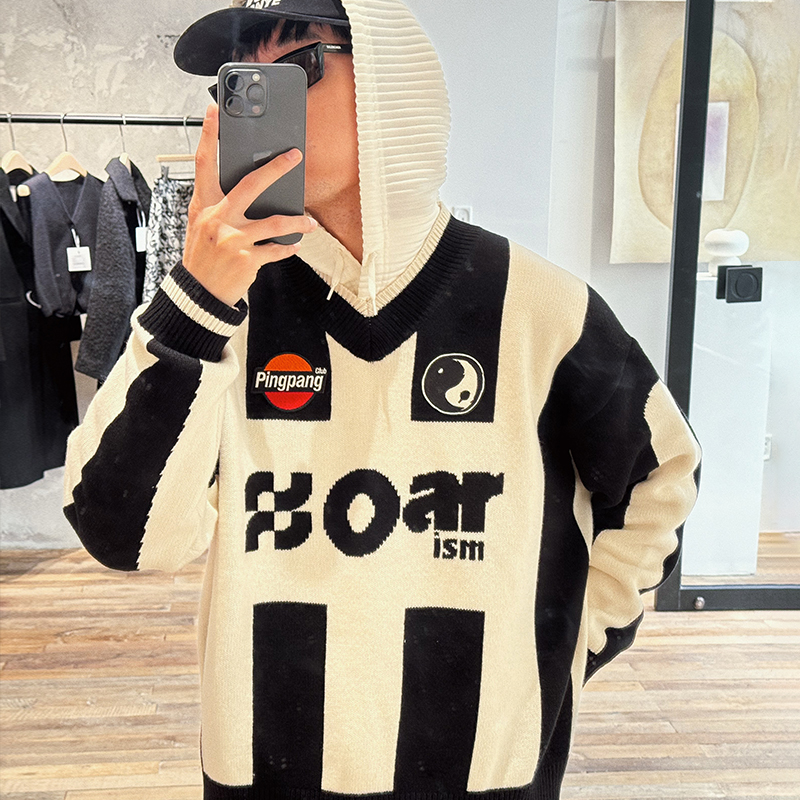 oarism羊毛混纺毛衣针织嵌花