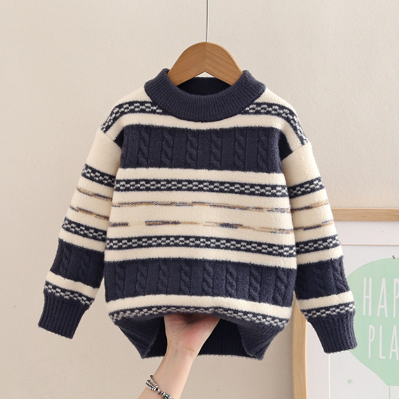 男童秋冬毛衣加厚2025新款条纹针织衫儿童男孩套头针织衫洋气打底,童装/婴儿装/亲子装,毛衣/针织衫,淘宝优惠券,粉丝福利购,淘宝优惠卷
