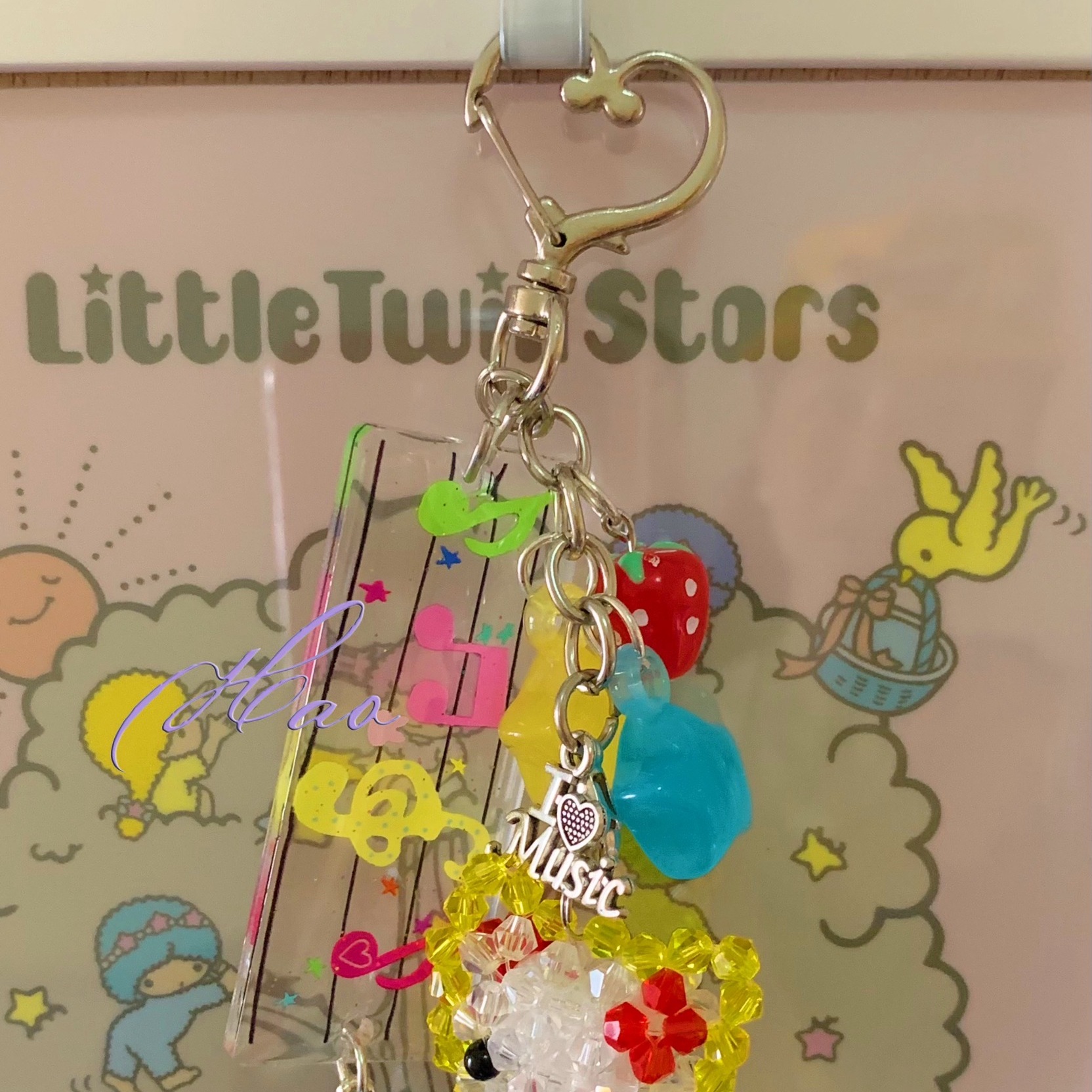 好好好!滴胶亚克力可爱色彩音符KT星星草莓挂件手机链