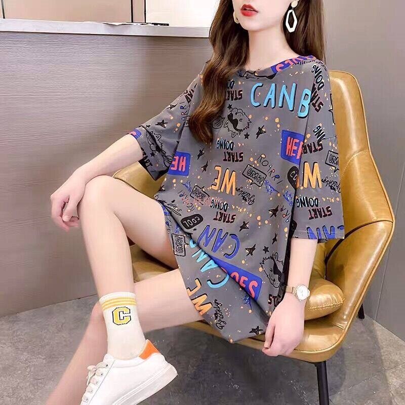 2026夏季大码女短袖显瘦印花T恤