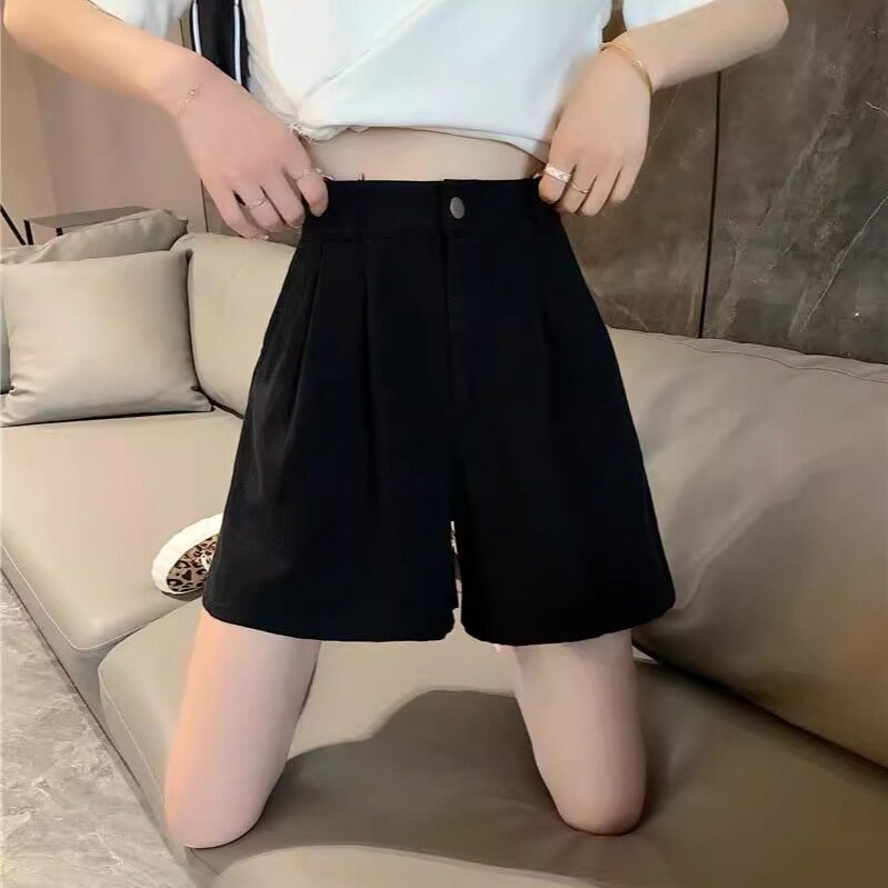 夏季女高腰显瘦西装阔腿短裤