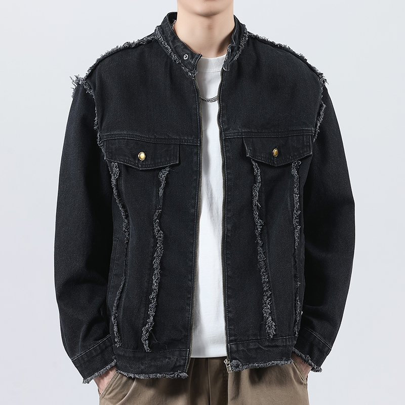 美式重工拼接水洗牛仔夹克