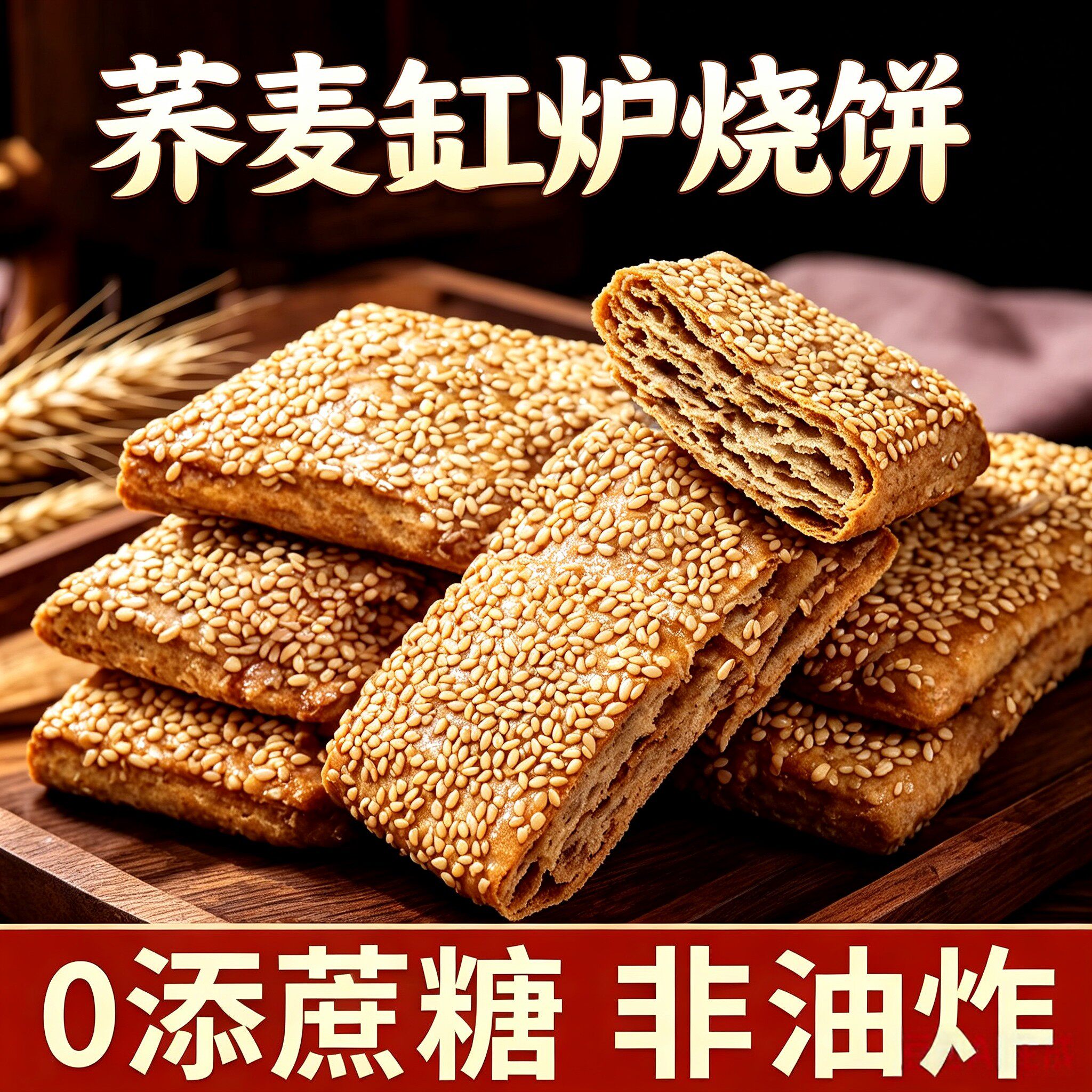 轻食优选无蔗糖荞麦椒盐缸炉烧饼独立装咸香传统糕点健康零食囤货
