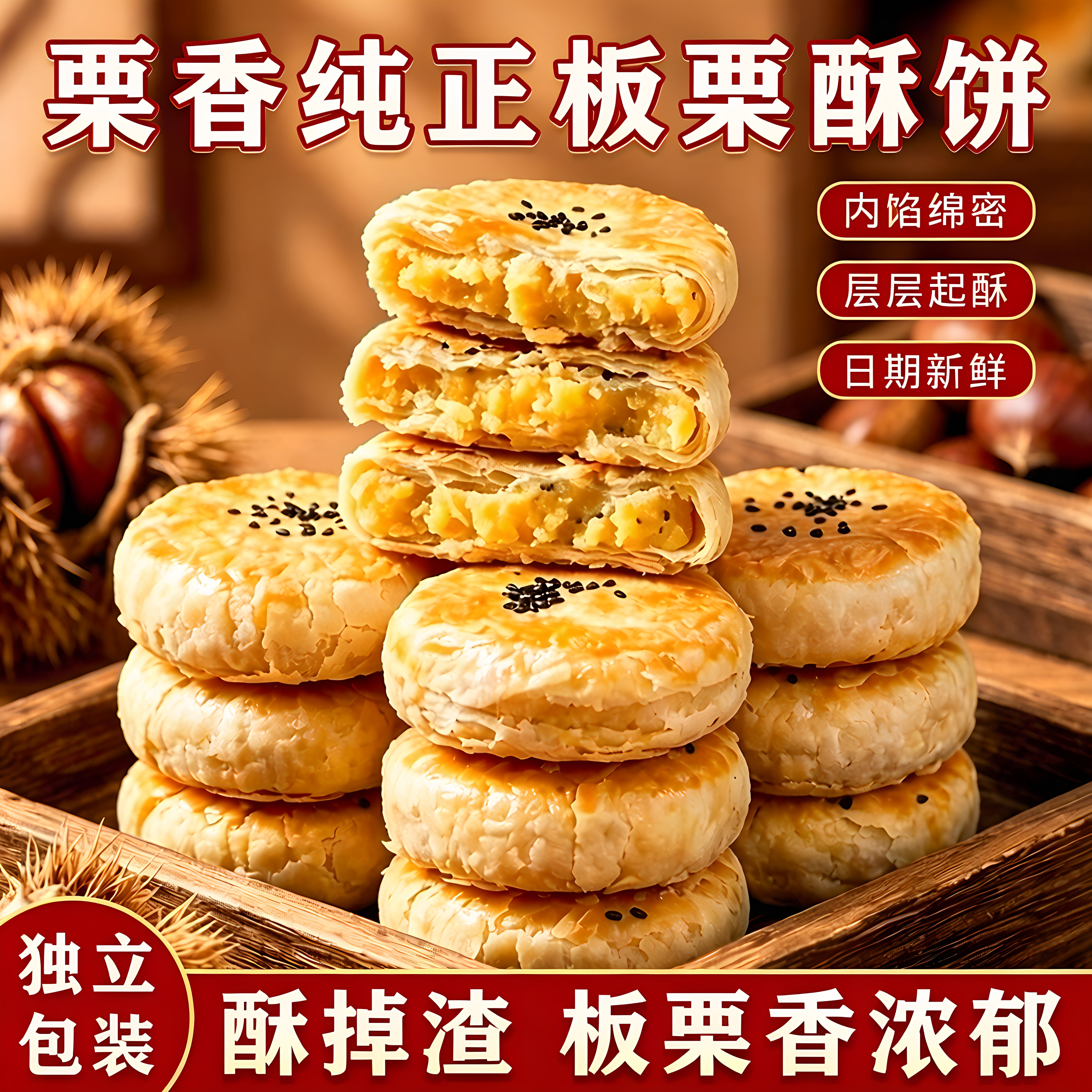 板栗酥饼老式糕点开袋即食代餐
